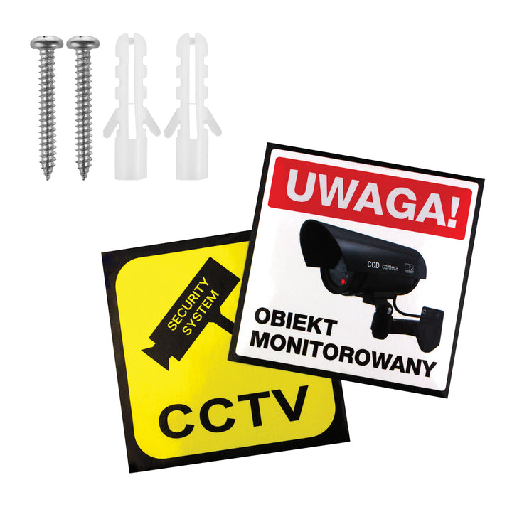 Atrapa kamery kopułkowa DC2300 z migającą diodą LED, 2 sztuki + 6x bateria AA Varta Industrial