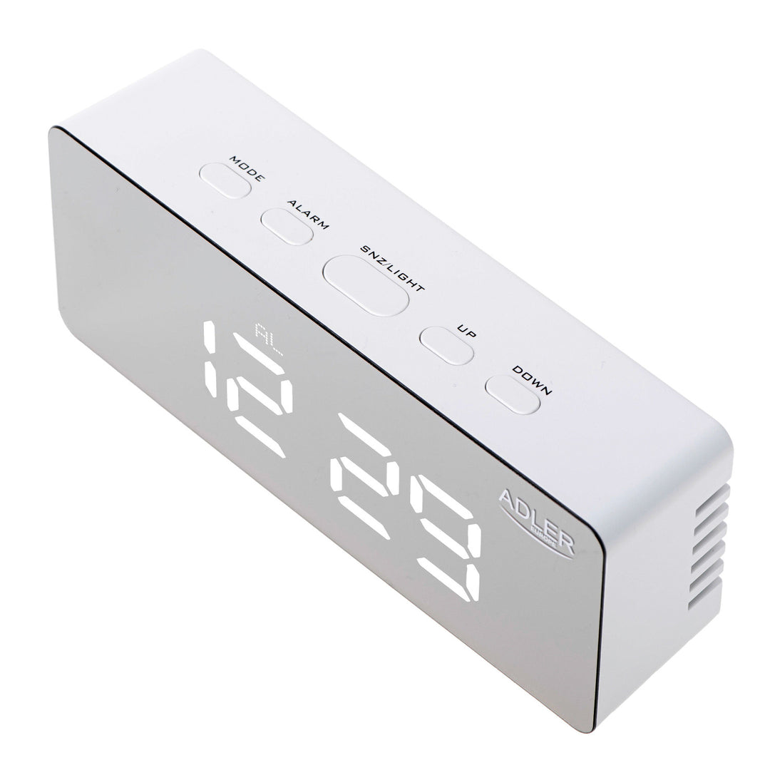 Budzik z wyświetlaczem LED i termometrem Adler AD 1189 W + 3x bateria alkaliczna AAA Varta Industrial