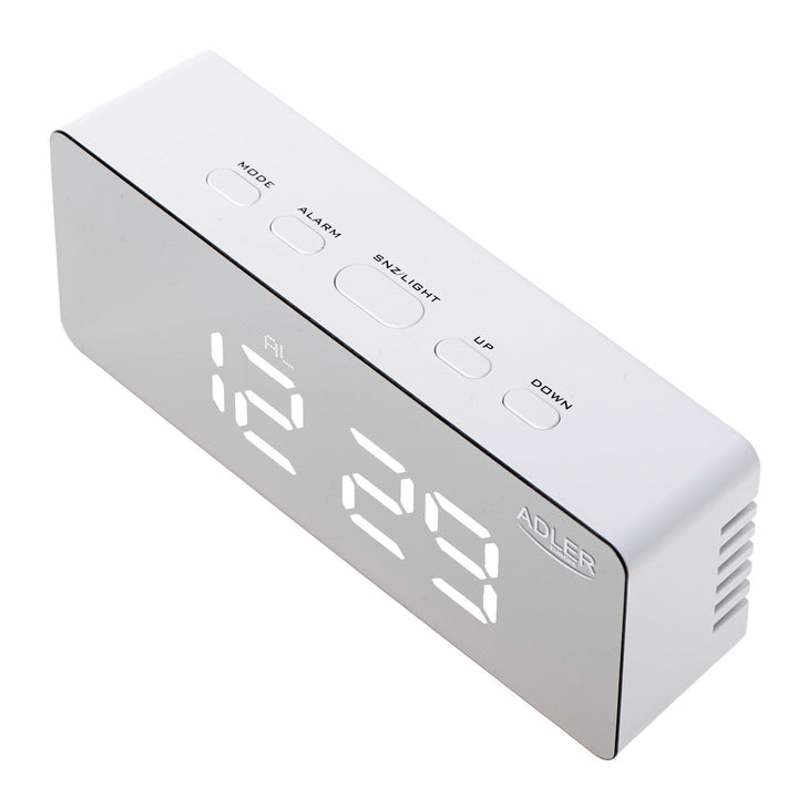 Budzik z wyświetlaczem LED i termometrem Adler AD 1189 W + 3x bateria alkaliczna AAA Varta Industrial