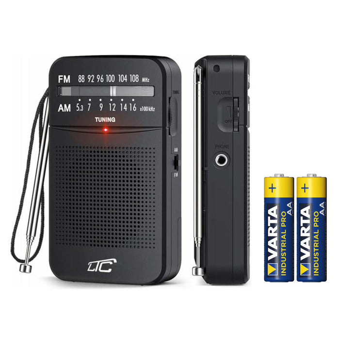 Radio kieszonkowe LXLTC2029C LEGA z AM/FM/AUX zasilanie bateryjne LTC + 2x bateria alkaliczna AA Varta Industrial