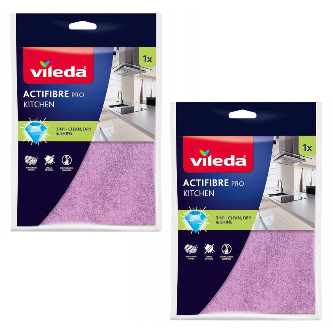 Ściereczka Vileda Actifibre Pro, kuchenna, z mikrofibry, powłoka PVA, możliwość prania do 60°C, 183303, 2 sztuki