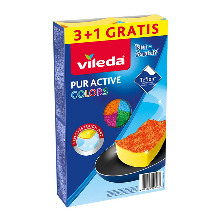 Mop płaski z wiadrem i wyciskaczem GreenBlue, dwa wkłady microfibra HQ, pojemność 5,7L, MaxiClean GB870 + 4 zmywaki Vileda Pur Active Colors