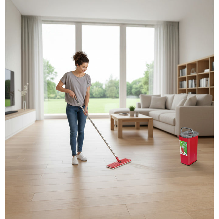 Mop płaski z wiadrem i wyciskaczem GreenBlue, dwa wkłady microfibra HQ, pojemność 5,7L, MaxiClean GB870 + 4 zmywaki Vileda Pur Active Colors