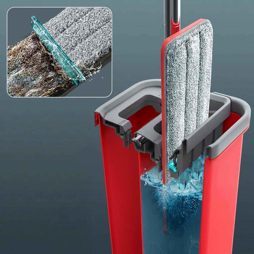 Mop płaski z wiadrem i wyciskaczem GreenBlue, dwa wkłady microfibra HQ, pojemność 5,7L, MaxiClean GB870 + 4 zmywaki Vileda Pur Active Colors