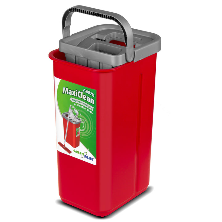 Mop płaski z wiadrem i wyciskaczem GreenBlue, dwa wkłady microfibra HQ, pojemność 5,7L, MaxiClean GB870 + ściereczka Vileda Actifibre Pro