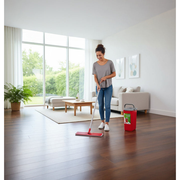 Mop płaski z wiadrem i wyciskaczem GreenBlue, dwa wkłady microfibra HQ, pojemność 5,7L, MaxiClean GB870 + ściereczka Vileda Actifibre Pro
