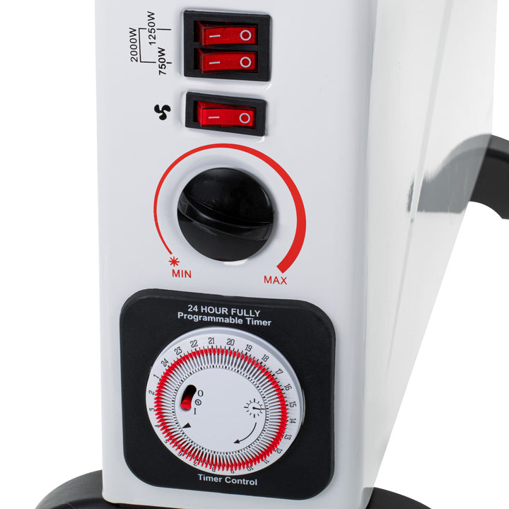 Grzejnik konwektorowy, elektryczny, termostat, 2000W, timer 24h, biały, przewód 150cm, Mesko, MS 7741W