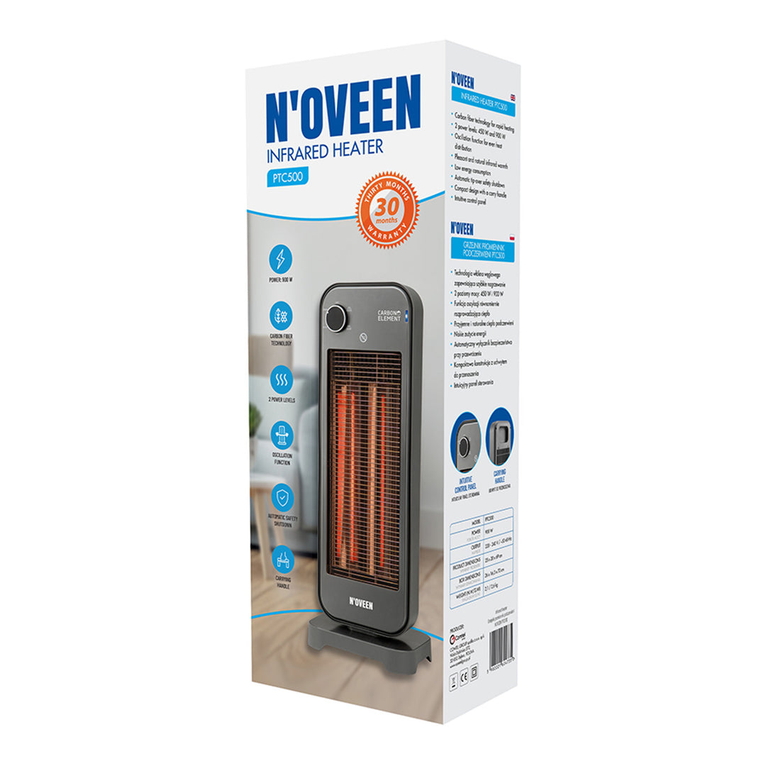 Grzejnik promiennik, podczerwień 900W, 2 poziomy grzania, Noveen