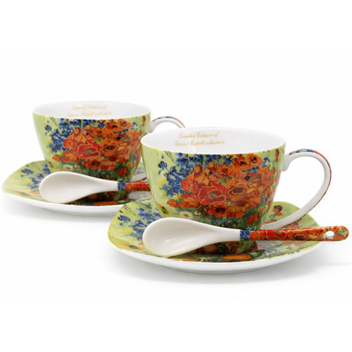 Filiżanki porcelanowe Van Gogh Maki 2x250 ml, komplet 2 sztuki, Queen Isabell