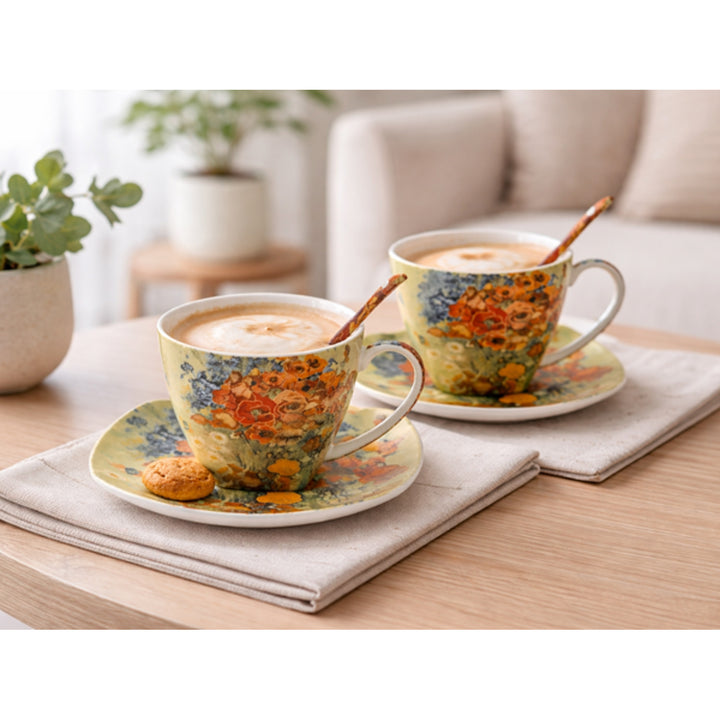 Filiżanki porcelanowe Van Gogh Maki 2x250 ml, komplet 2 sztuki, Queen Isabell
