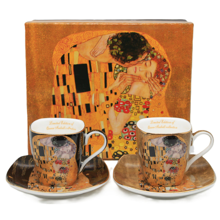 Filiżanki porcelanowe espresso Klimt Pocałunek 2x100 ml, Queen Isabell
