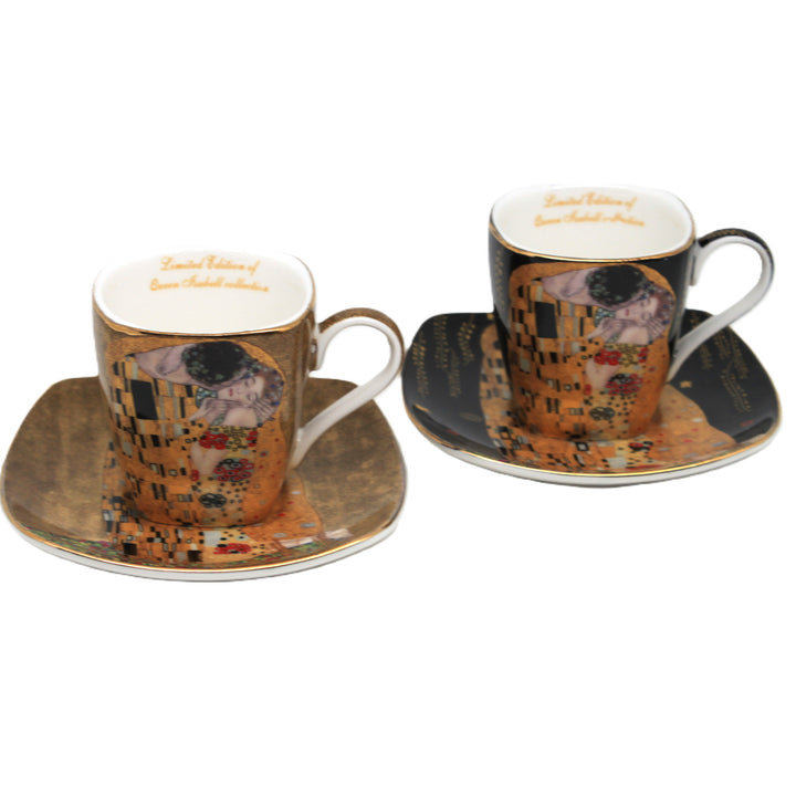 Filiżanki porcelanowe espresso Klimt Pocałunek 2x100 ml, Queen Isabell