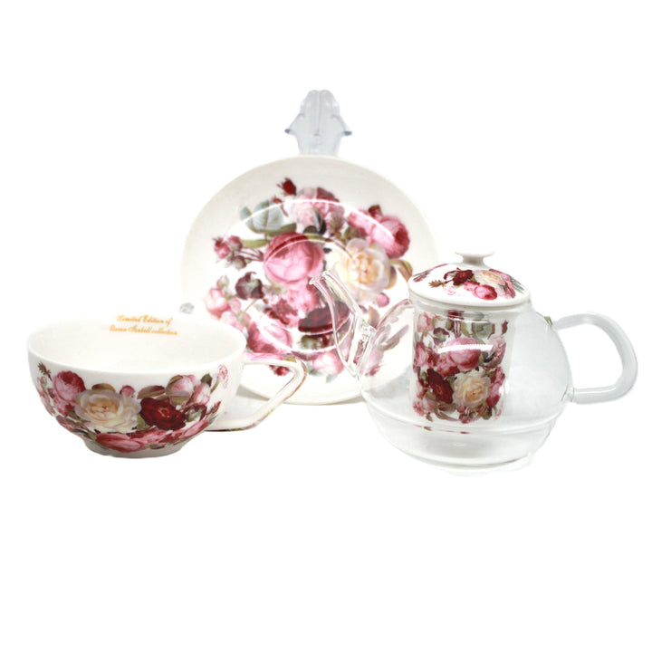 Zestaw do herbaty Róże, filiżanka i dzbanek (tea for one) Queen Isabell