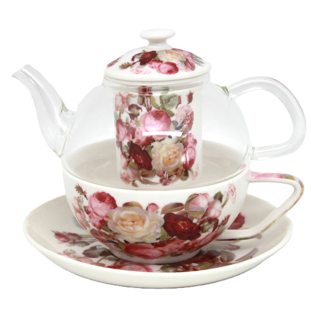 Zestaw do herbaty Róże, filiżanka i dzbanek (tea for one) Queen Isabell