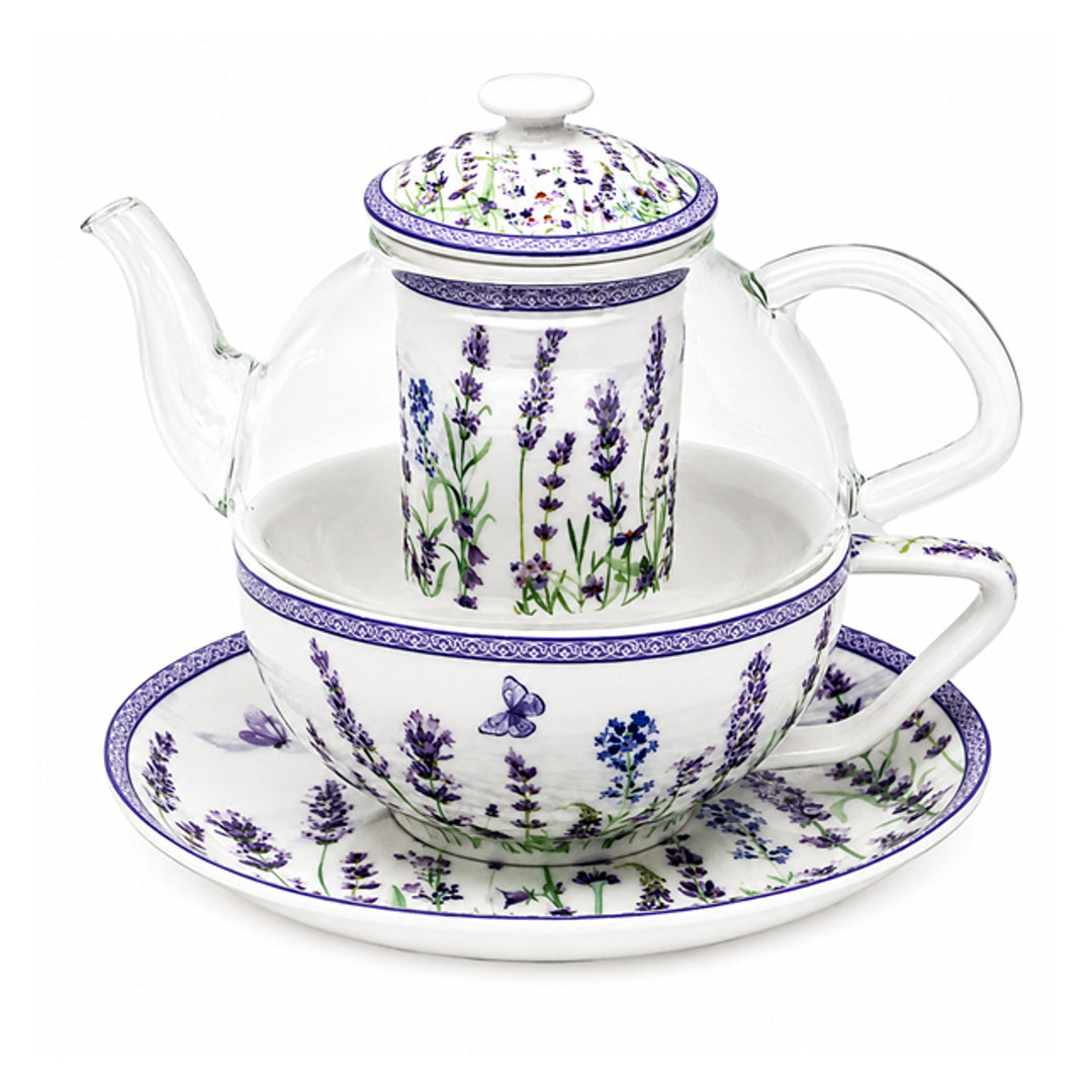 Zestaw do herbaty Lawenda, filiżanka i dzbanek (tea for one) Queen Isabell