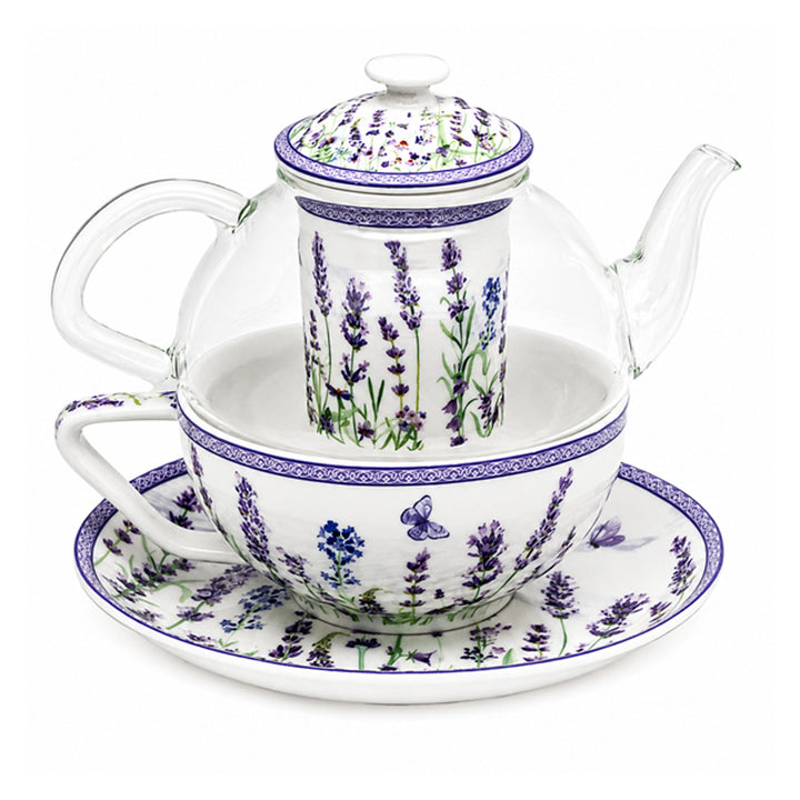 Zestaw do herbaty Lawenda, filiżanka i dzbanek (tea for one) Queen Isabell
