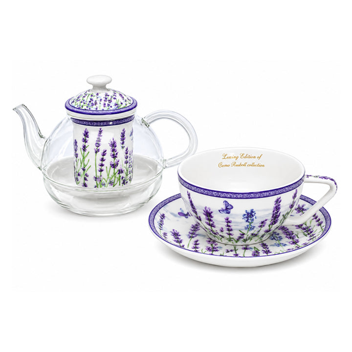 Zestaw do herbaty Lawenda, filiżanka i dzbanek (tea for one) Queen Isabell