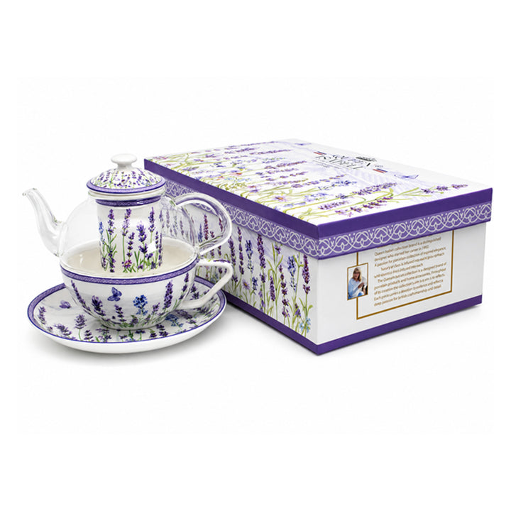 Zestaw do herbaty Lawenda, filiżanka i dzbanek (tea for one) Queen Isabell