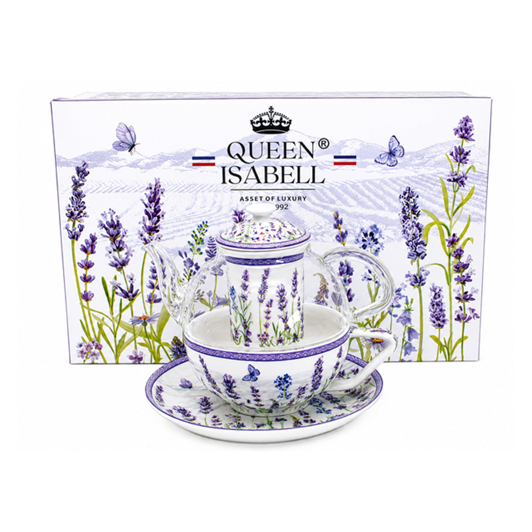 Zestaw do herbaty Lawenda, filiżanka i dzbanek (tea for one) Queen Isabell