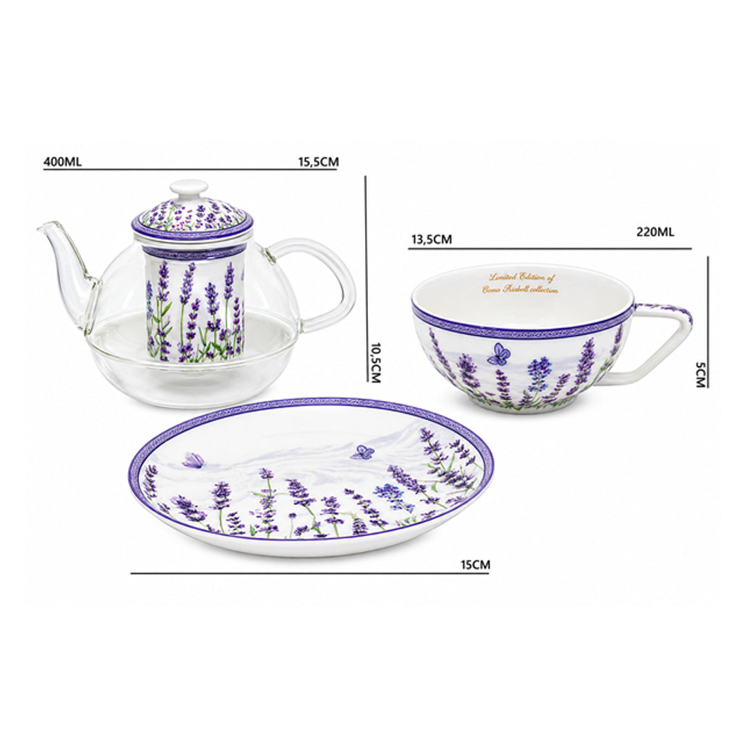 Zestaw do herbaty Lawenda, filiżanka i dzbanek (tea for one) Queen Isabell