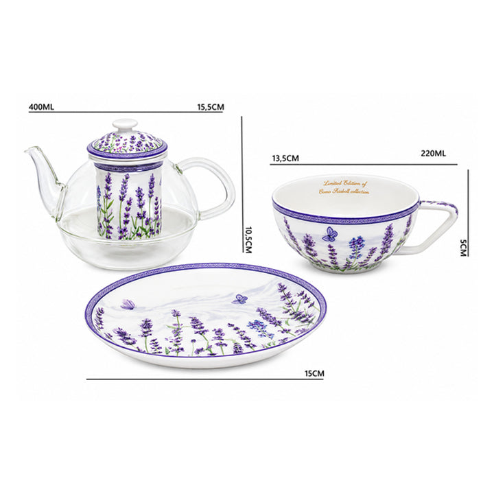 Zestaw do herbaty Lawenda, filiżanka i dzbanek (tea for one) Queen Isabell
