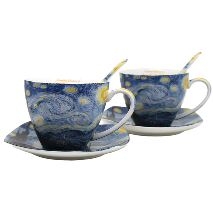 Filiżanki porcelanowe Van Gogh Gwiaździsta Noc 2x250 ml, komplet 2 sztuki, Queen Isabell