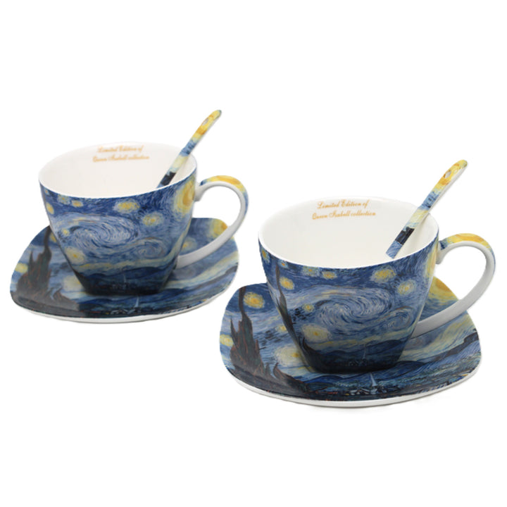 Filiżanki porcelanowe Van Gogh Gwiaździsta Noc 2x250 ml, komplet 2 sztuki, Queen Isabell