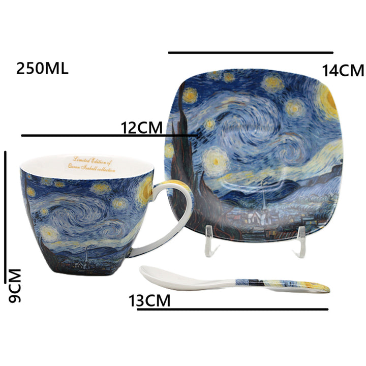 Filiżanki porcelanowe Van Gogh Gwiaździsta Noc 2x250 ml, komplet 2 sztuki, Queen Isabell