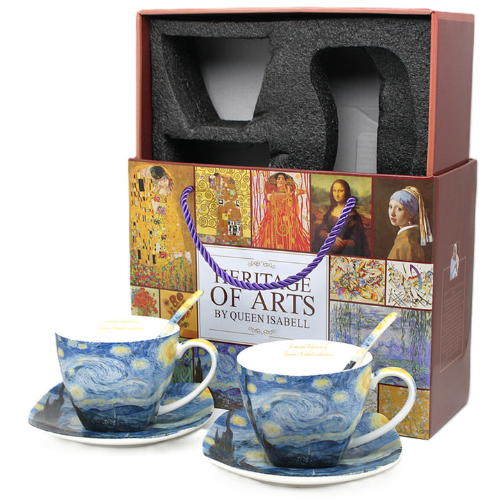 Filiżanki porcelanowe Van Gogh Gwiaździsta Noc 2x250 ml, komplet 2 sztuki, Queen Isabell