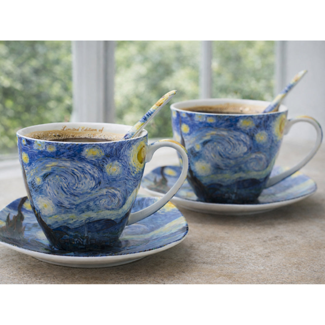 Filiżanki porcelanowe Van Gogh Gwiaździsta Noc 2x250 ml, komplet 2 sztuki, Queen Isabell