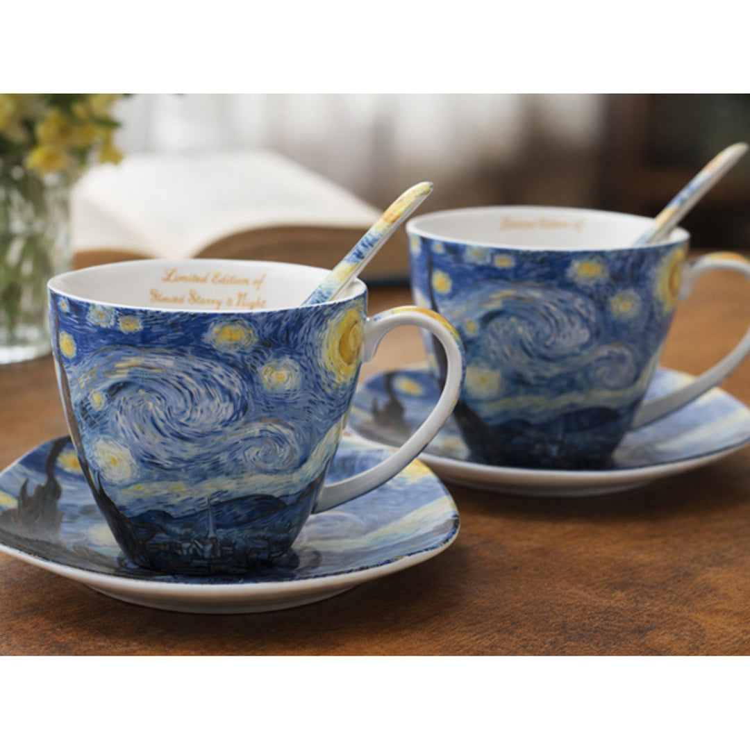 Filiżanki porcelanowe Van Gogh Gwiaździsta Noc 2x250 ml, komplet 2 sztuki, Queen Isabell