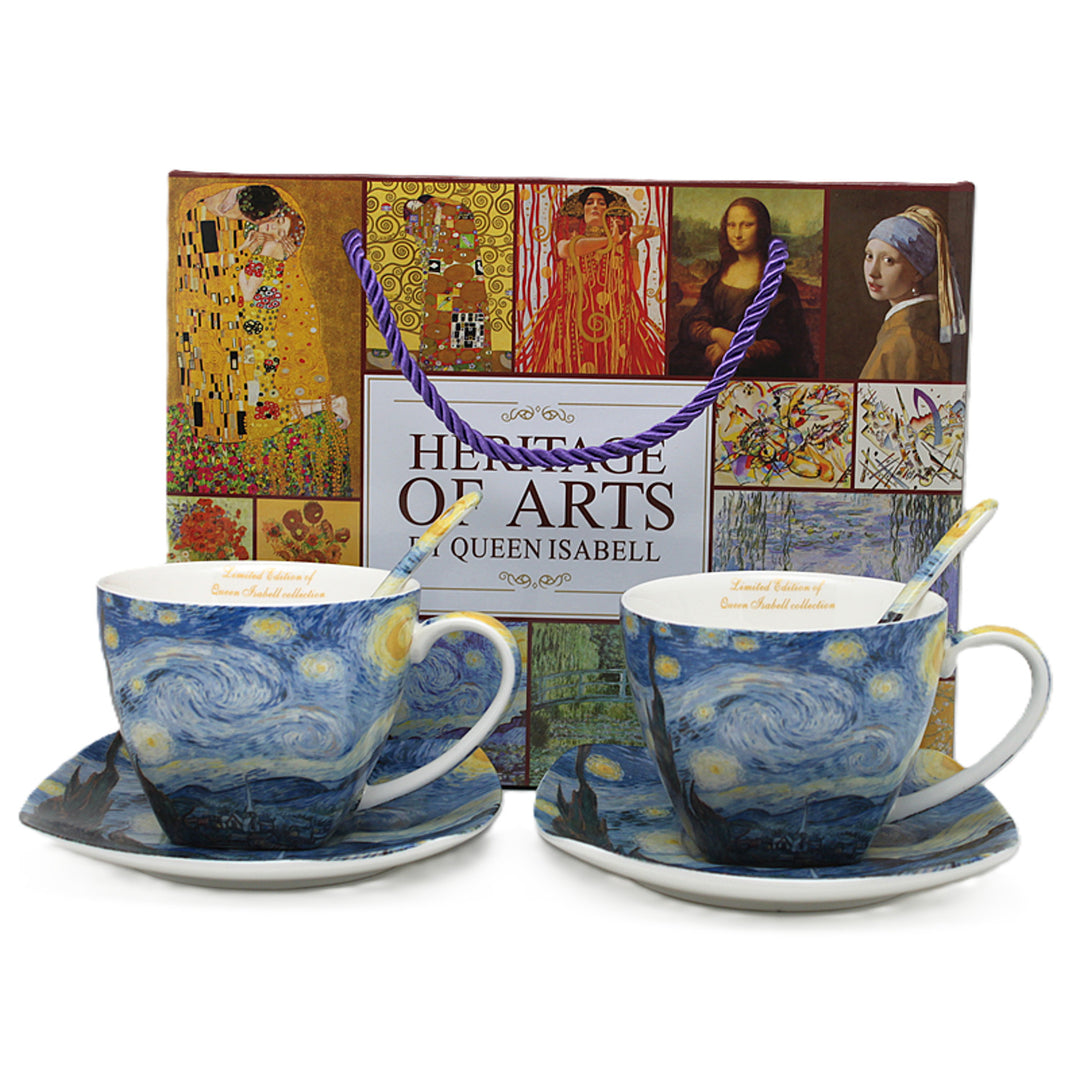 Filiżanki porcelanowe Van Gogh Gwiaździsta Noc 2x250 ml, komplet 2 sztuki, Queen Isabell