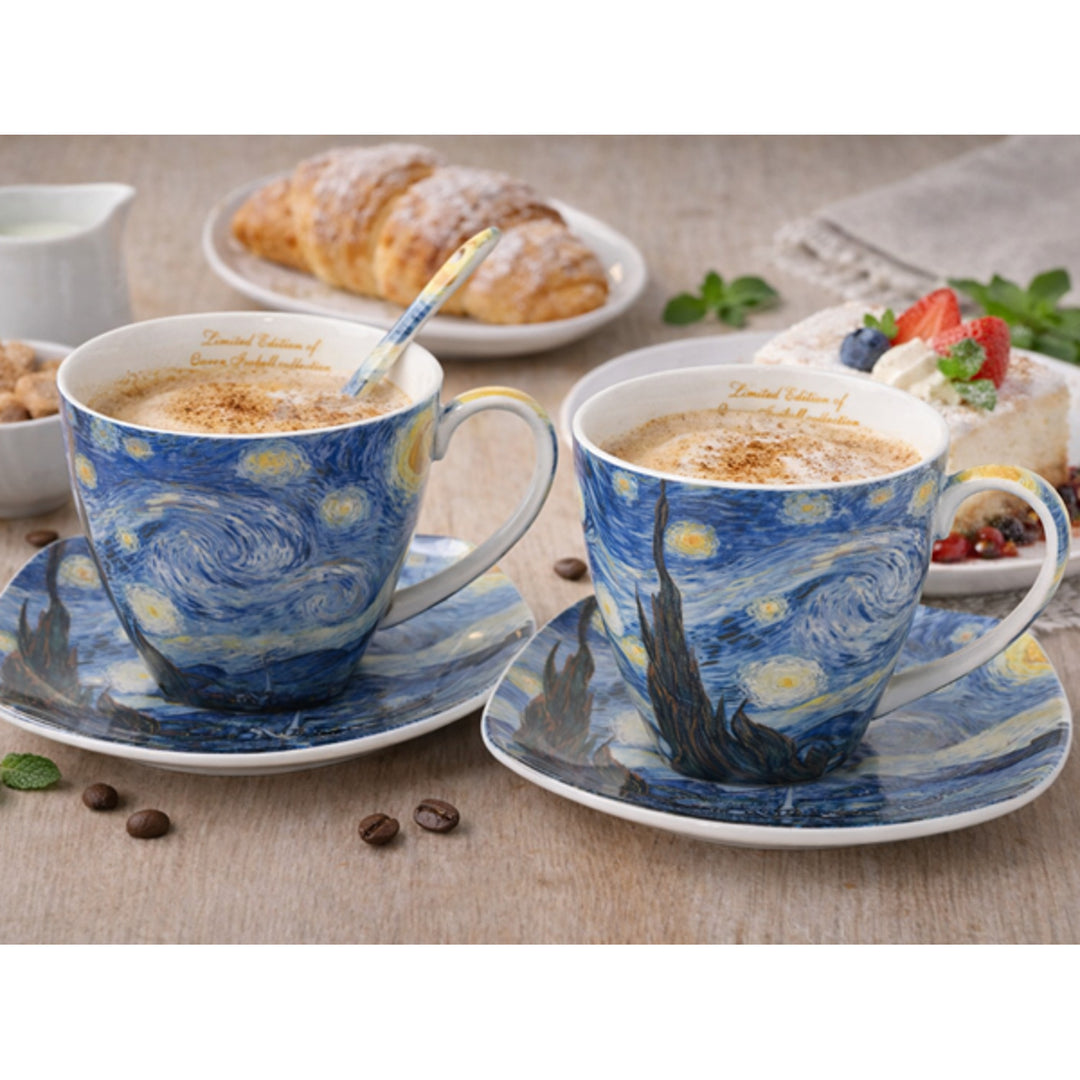 Filiżanki porcelanowe Van Gogh Gwiaździsta Noc 2x250 ml, komplet, Queen Isabell