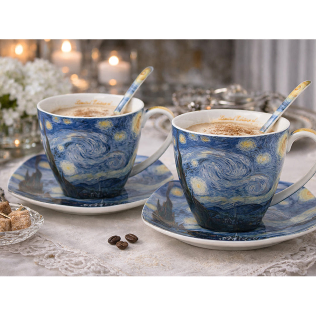 Filiżanki porcelanowe Van Gogh Gwiaździsta Noc 2x250 ml, komplet, Queen Isabell