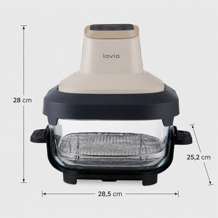 Frytkownica beztłuszczowa air fryer LOVIO PureFry Ultra Crisp LVAF003BE 4L+1,5L 1550W beżowa, szklane misy