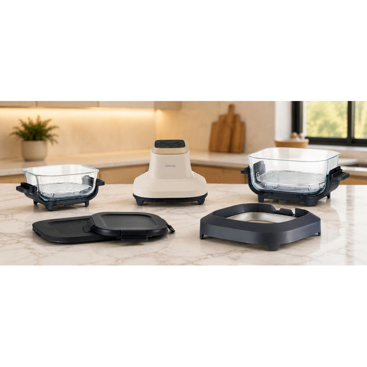 Frytkownica beztłuszczowa air fryer LOVIO PureFry Ultra Crisp LVAF003BE 4L+1,5L 1550W beżowa, szklane misy