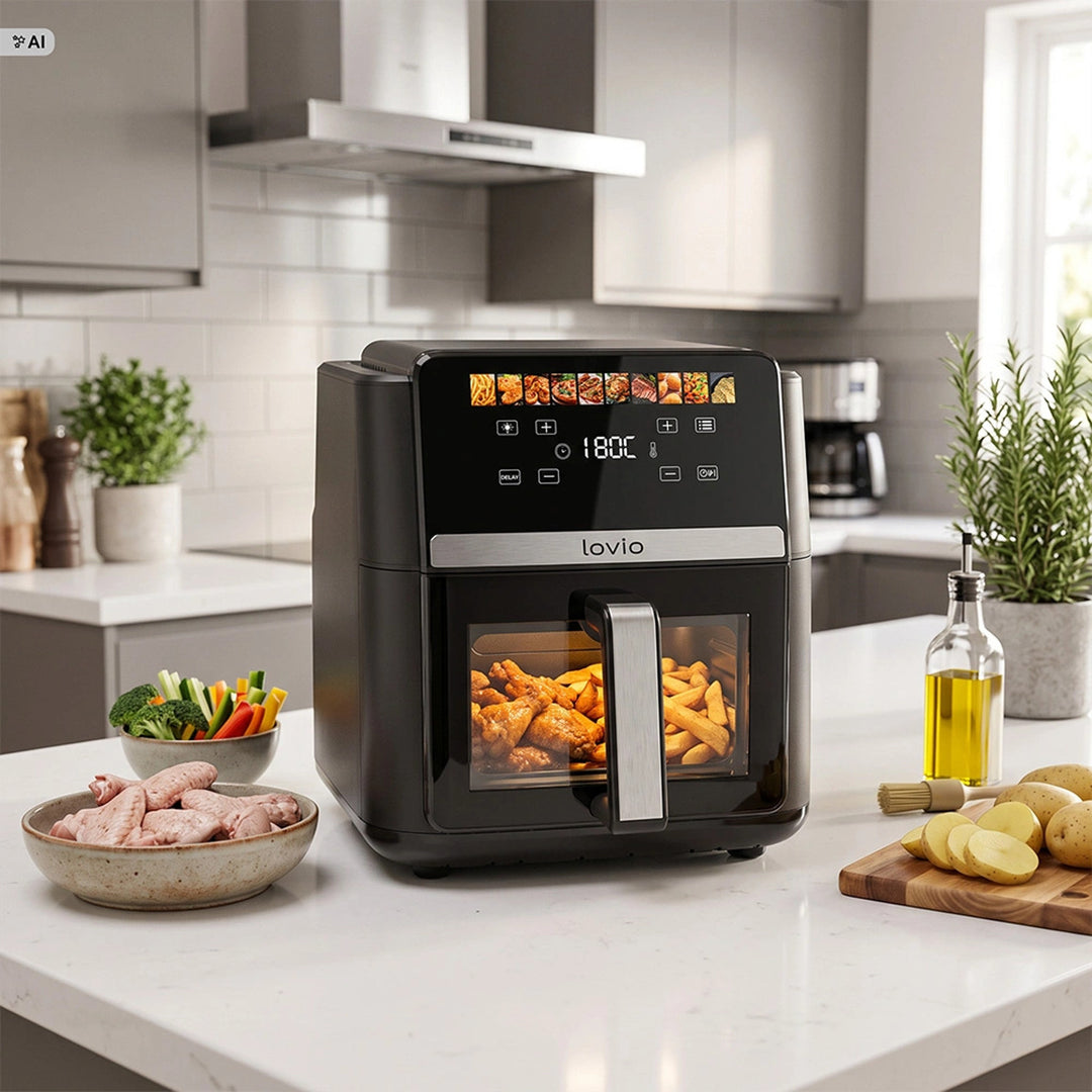 Frytkownica beztłuszczowa air fryer LOVIO DualHeat XXL Ceramic LVAF004BK 9L 2000W czarna