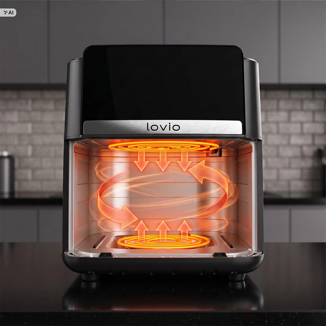 Frytkownica beztłuszczowa air fryer LOVIO DualHeat XXL Ceramic LVAF004BK 9L 2000W czarna