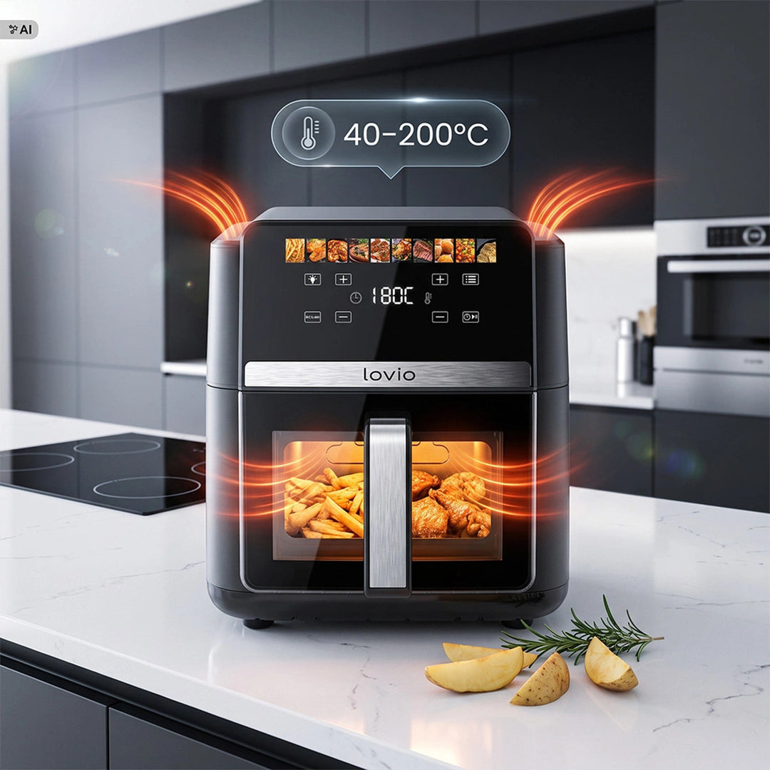 Frytkownica beztłuszczowa air fryer LOVIO DualHeat XXL Ceramic LVAF004BK 9L 2000W czarna