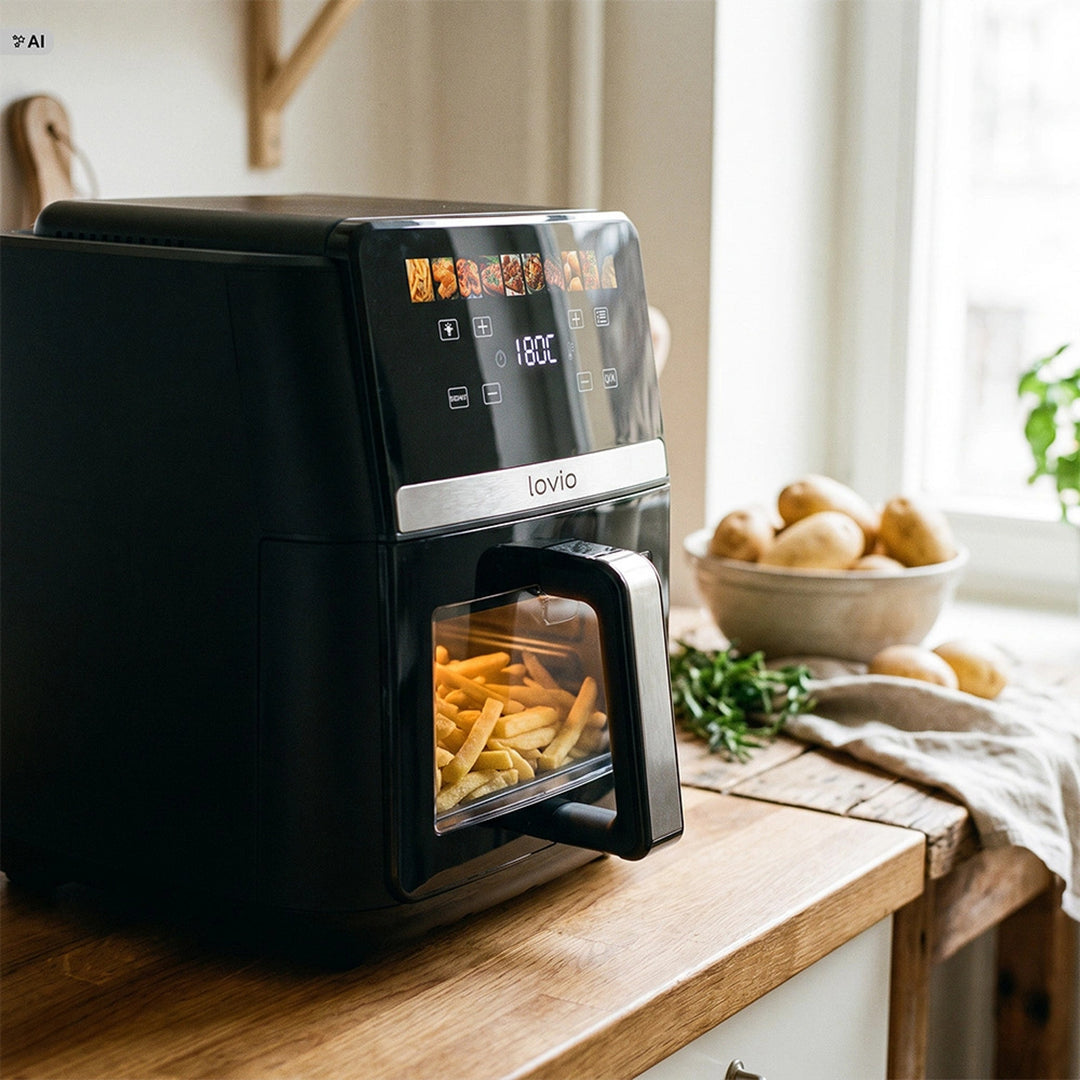 Frytkownica beztłuszczowa air fryer LOVIO DualHeat XXL Ceramic LVAF004BK 9L 2000W czarna