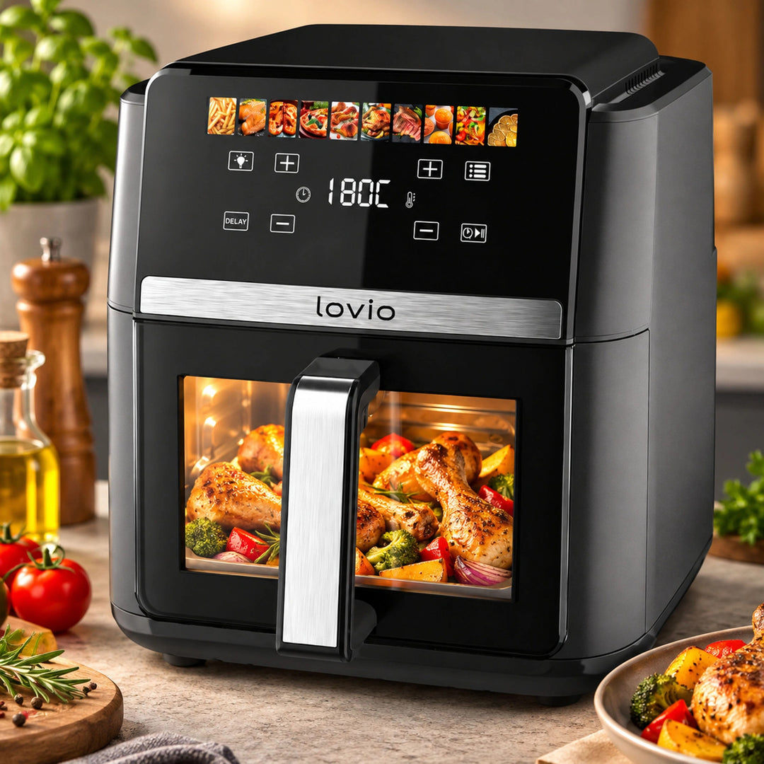 Frytkownica beztłuszczowa air fryer LOVIO DualHeat XXL Ceramic LVAF004BK 9L 2000W czarna