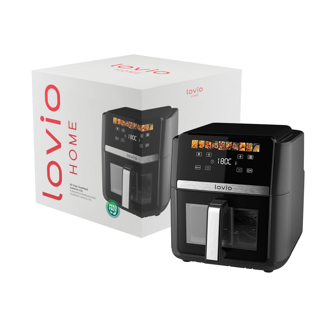 Frytkownica beztłuszczowa air fryer LOVIO DualHeat XXL Ceramic LVAF004BK 9L 2000W czarna