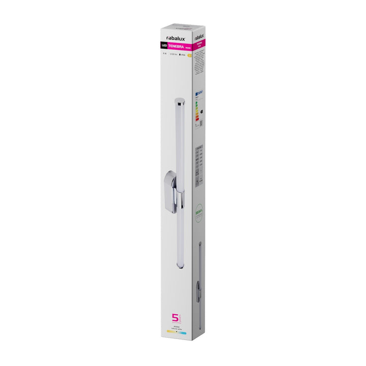 Kinkiet wewnętrzny Tenebra, LED 8W, 1000lm, 4000K, L60cm, IP44, chrom, 75095