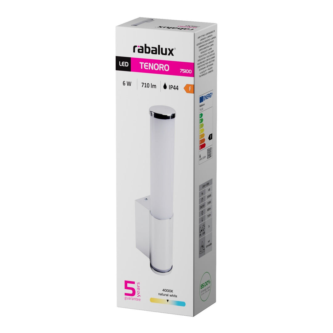 Kinkiet wewnętrzny Tenero, LED 6W,4000K, 600lm, H29cm, chrom,IP44, 75100