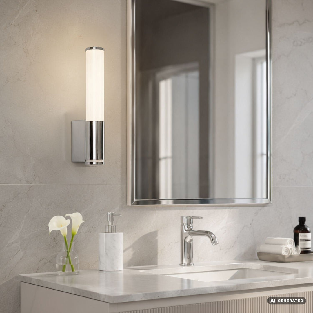 Kinkiet wewnętrzny Tenero, LED 6W,4000K, 600lm, H29cm, chrom,IP44, 75100