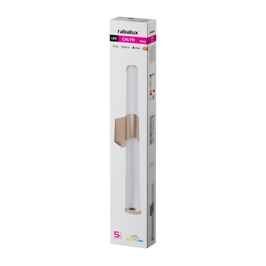Kinkiet łazienkowy, Calyn, LED 15W, 4000K, 1450lm, L60cm, złoty, IP44, 75105