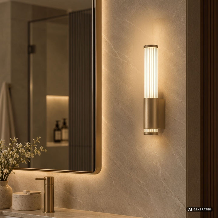 Kinkiet łazienkowy, Calyn, LED 6W, 4000K, 530lm, H29cm, złoty, IP44, 75106