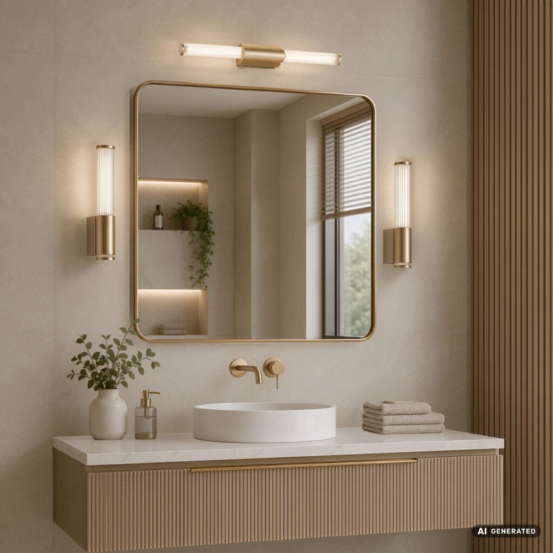 Kinkiet łazienkowy, Calyn, LED 6W, 4000K, 530lm, H29cm, złoty, IP44, 75106