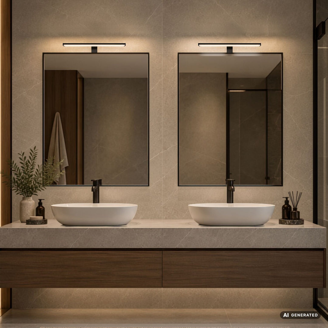 Kinkiet łazienkowy, Seyra, LED 8W, 4000K, 650lm, L40cm, czarny, IP44, 75112