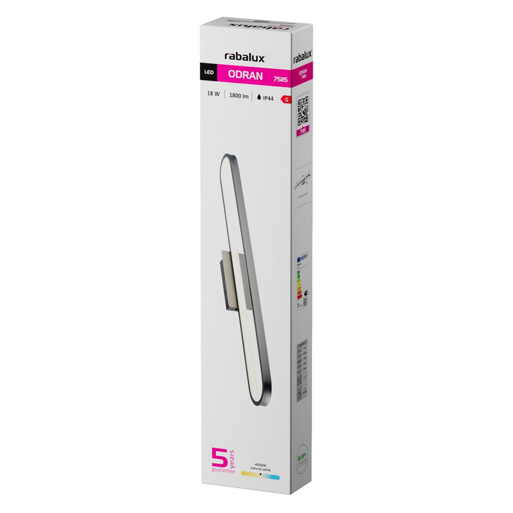 Kinkiet łazienkowy, Odran, LED 18W, 1350lm, 4000K, L60cm, gunmetal, IP44, 75115
